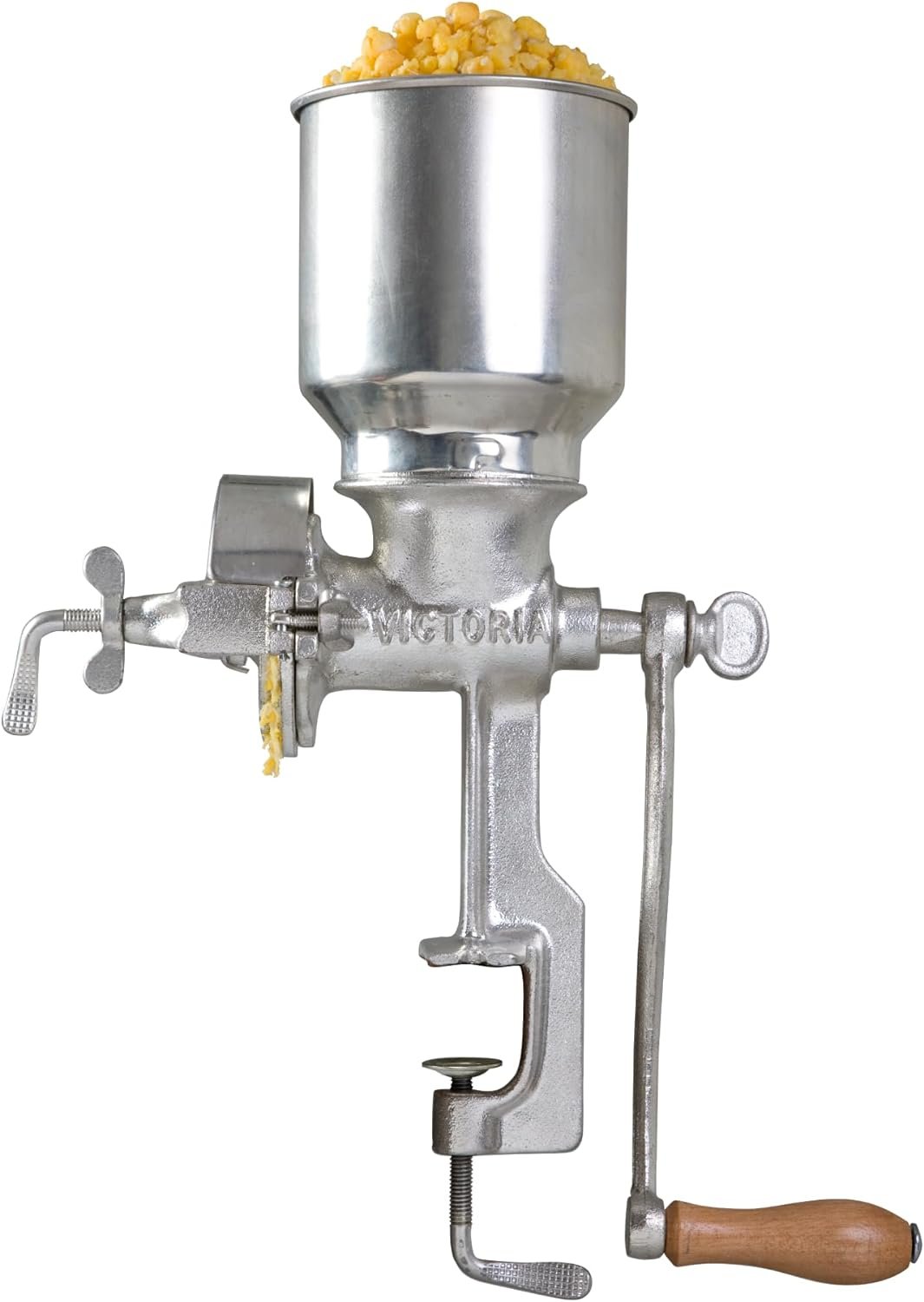 Victoria Manual High-Hopper Grain Grinder, Made in Colombia, Silver