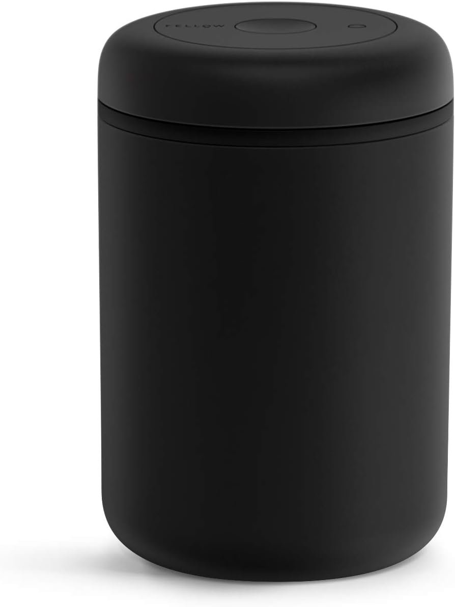 Fellow Atmos Vacuum Coffee Canister & Food Storage Container - 1.2 Liter Canister holds up to 16 oz of Coffee Beans - Airtight Food Storage Containers - Coffee Containers - 1.2 Liter - Matte Black