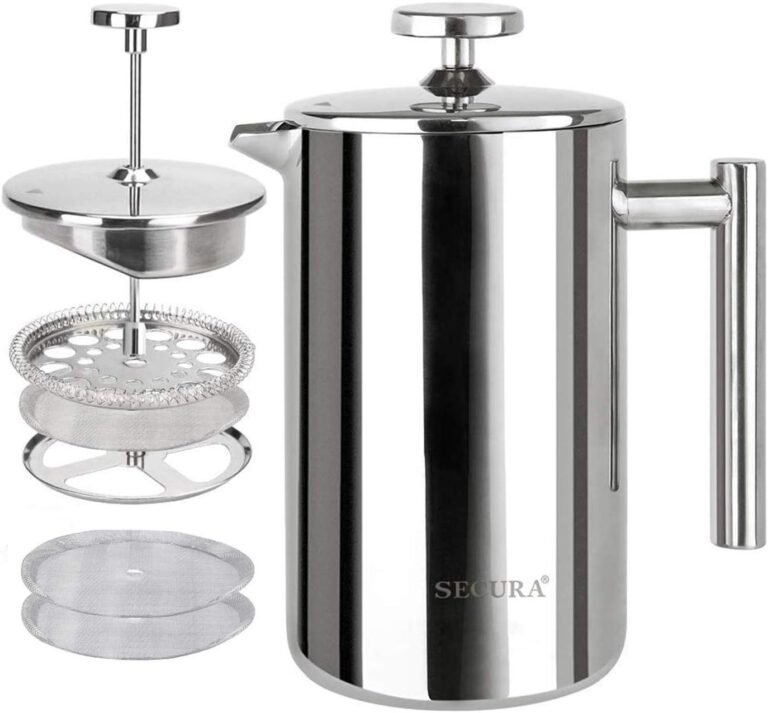 Secura French Press Coffee Maker Review: 3-Layer Filter, Stainless Steel Construction, and 12oz Capacity