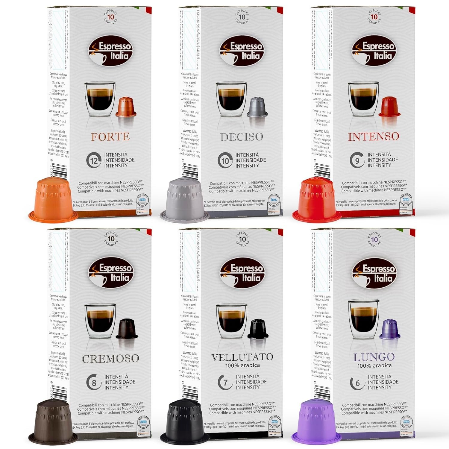 ESPRESSO ITALIA Capsules Compatible with Nespresso Machines, 100 Count - VARIETY PACK, Italian Coffee Pods Expresso