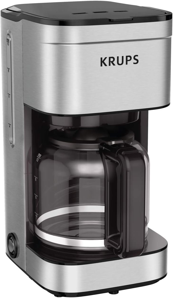 KRUPS Simply Brew: Stainless Steel 10 Cup Coffee Maker, Dishwasher Safe Coffee Pot with Cold Brew, Pause & Brew, and Keep Warm Functions, Drip Coffee Maker