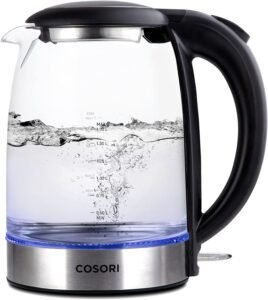 COSORI Electric Kettle, No Plastic Contact with Water, 1.7L/1500W, Stainless Steel Inner Lid & Filter, Tea Kettle For Coffee & Tea, Hot Water Kettle Teapot Boiler & Heater, Automatic Shut Off, Black
