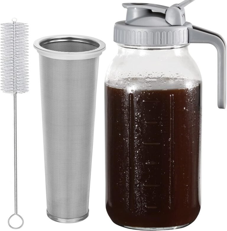 Cold Brew Coffee Maker Pitcher Review: 64 Oz Glass Mason Jar for Iced Coffee & More
