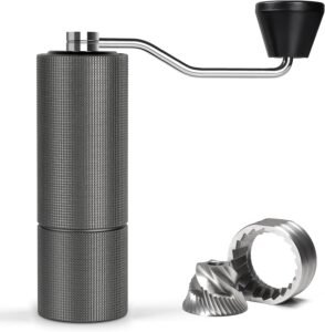 TIMEMORE Manual Coffee Grinder with Stainless Steel Conical Burr Coffee Grinder Chestnut C2 Internal Adjustable Setting Capacity 20g Pour Over Coffee for Travel, Camping, Home Dark Grey