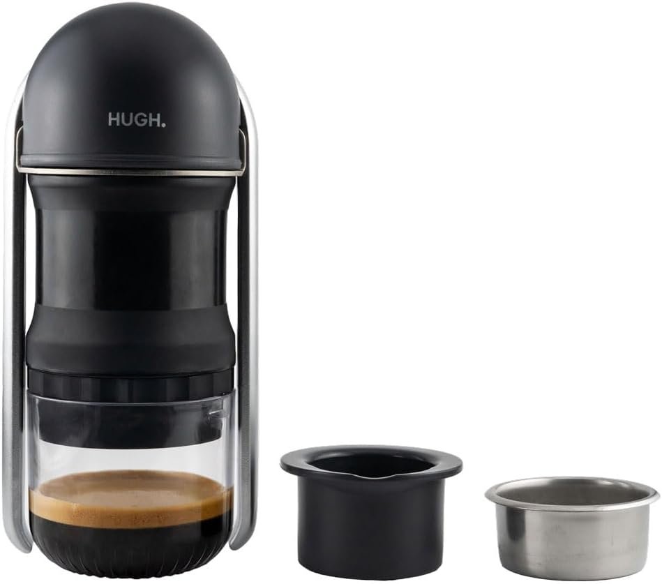 LEVERPRESSO HUGH V4 Lever Portable Espresso Maker, Double Espresso Shot with Ridgeless Portafilter Basket, Manually Operated, Perfect for Hiking & Camping (Non- pressurized Filter)