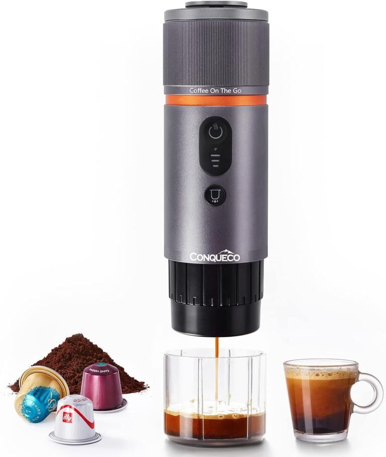 CONQUECO Portable Espresso Machine: Travel-Friendly 12V Coffee Maker for Camping & On-the-Go Use
