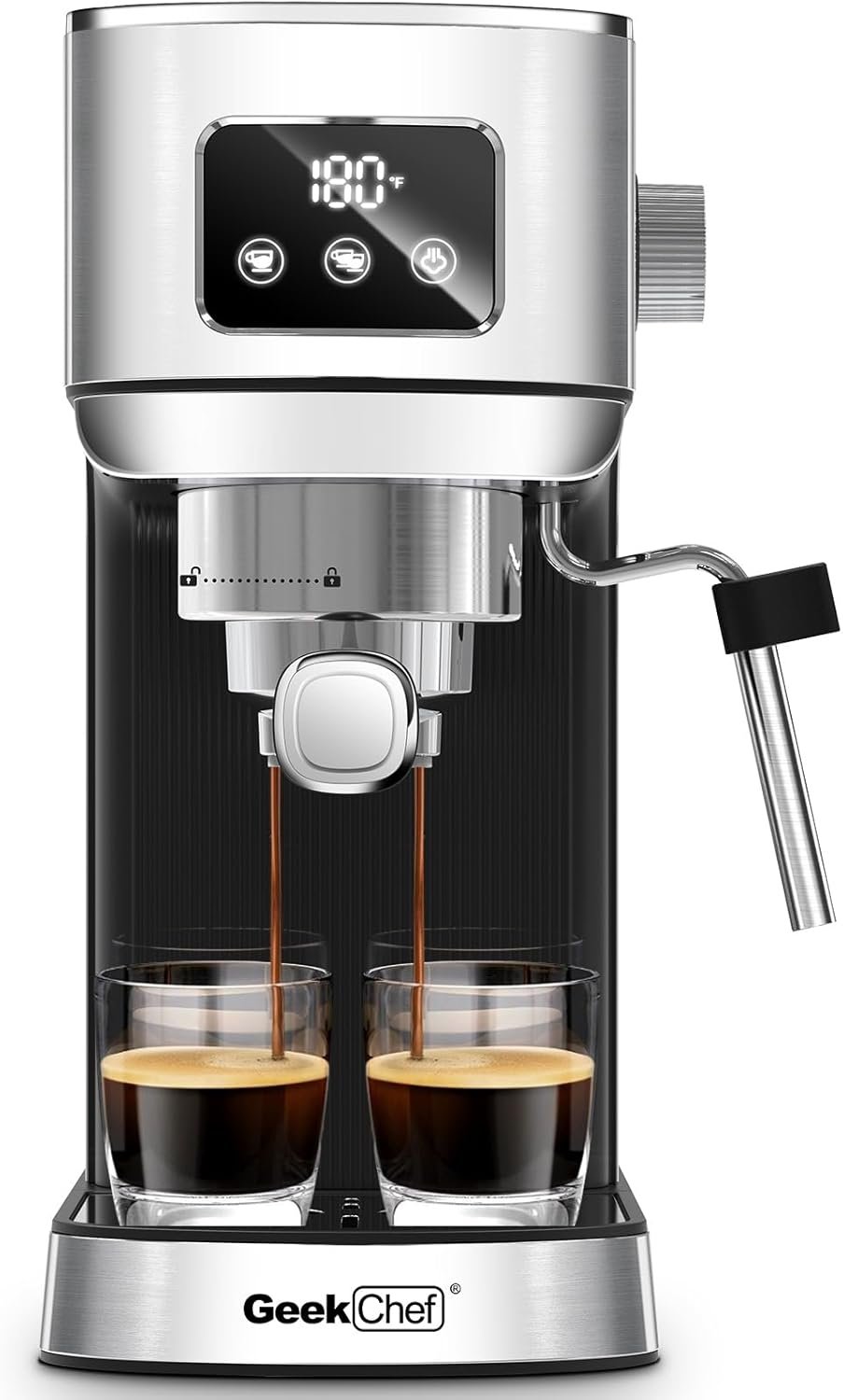 Geek Chef Espresso Machine, 20 Bar Coffee Machine, Fast Heating Automatic, Latte & Cappuccino Maker