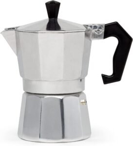 Primula Classic Stovetop Espresso and Coffee Maker, Moka Pot for Italian and Cuban Café Brewing, Greca Coffee Maker, Cafeteras, 3 Espresso Cups, Silver