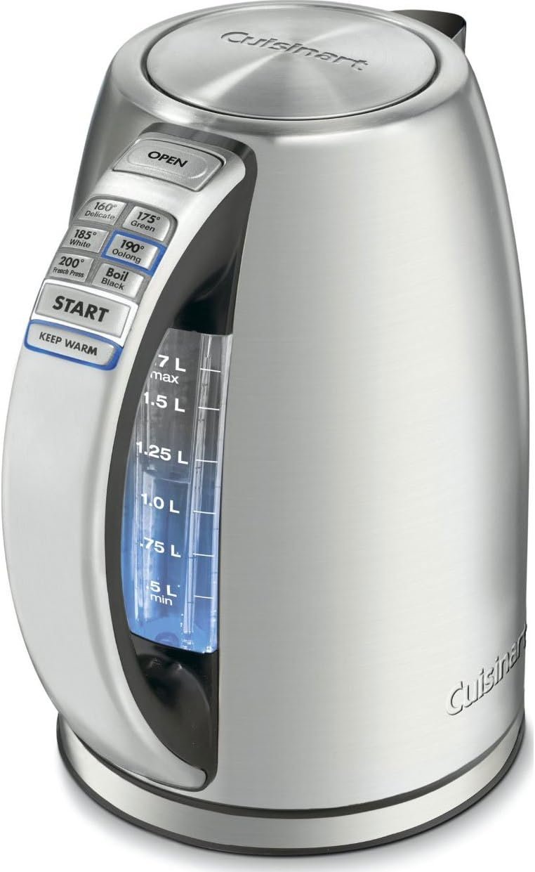 Cuisinart PerfecTemp 1.7-Liter Electric Kettle, Cordless Electric Tea Kettle, 1500W for Fast Heat-Up, 6 Preset Temperatures, 30-Minute Keep Warm, Stay Cool Nonslip Handle, CPK-17P1