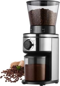 Burr Coffee Grinder, Electric Conical Coffee Bean Grinder With 30 Adjustable Grind Settings For 2-12 Cups, Sliver & Black