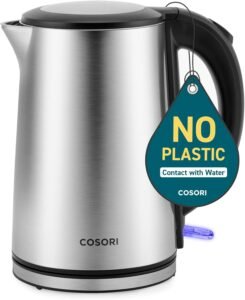 COSORI Electric Kettle, No Plastic Inner Lid, Filter and Spout, Double Wall Stainless Steel Keep Warm, Automatic Shut Off & Boil-Dry Protection, Durable Tea Kettle Boiler & Heater, 1.5L/1500W, Silver