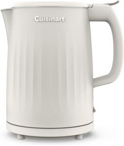 Cuisinart Soho 1-Liter Double Wall Electric Hot Water Kettle, Tea Kettle with Stainless Steel Interior, One Touch Operation to Boil Water for Tea, Hot Cocoa, or Instant Oatmeal, CK-10TR, Truffle