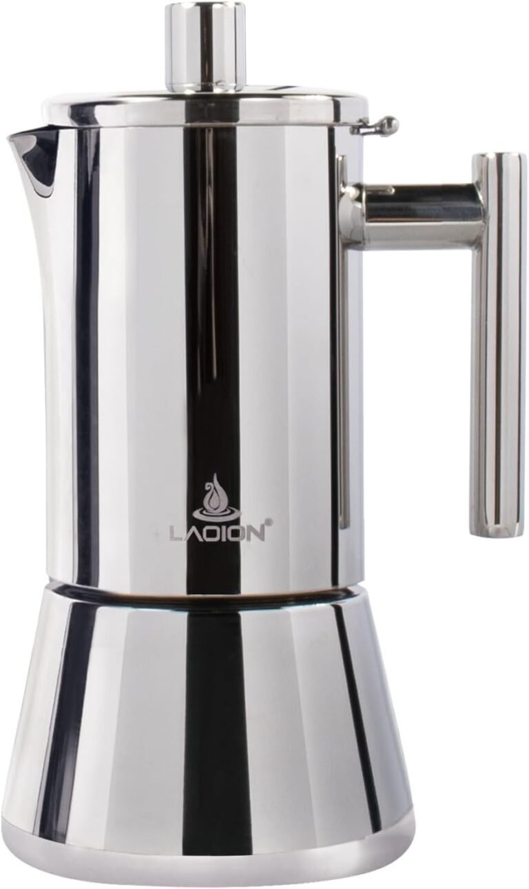 LAOION 6-Cup Stainless Moka Pot — Induction & Consistency