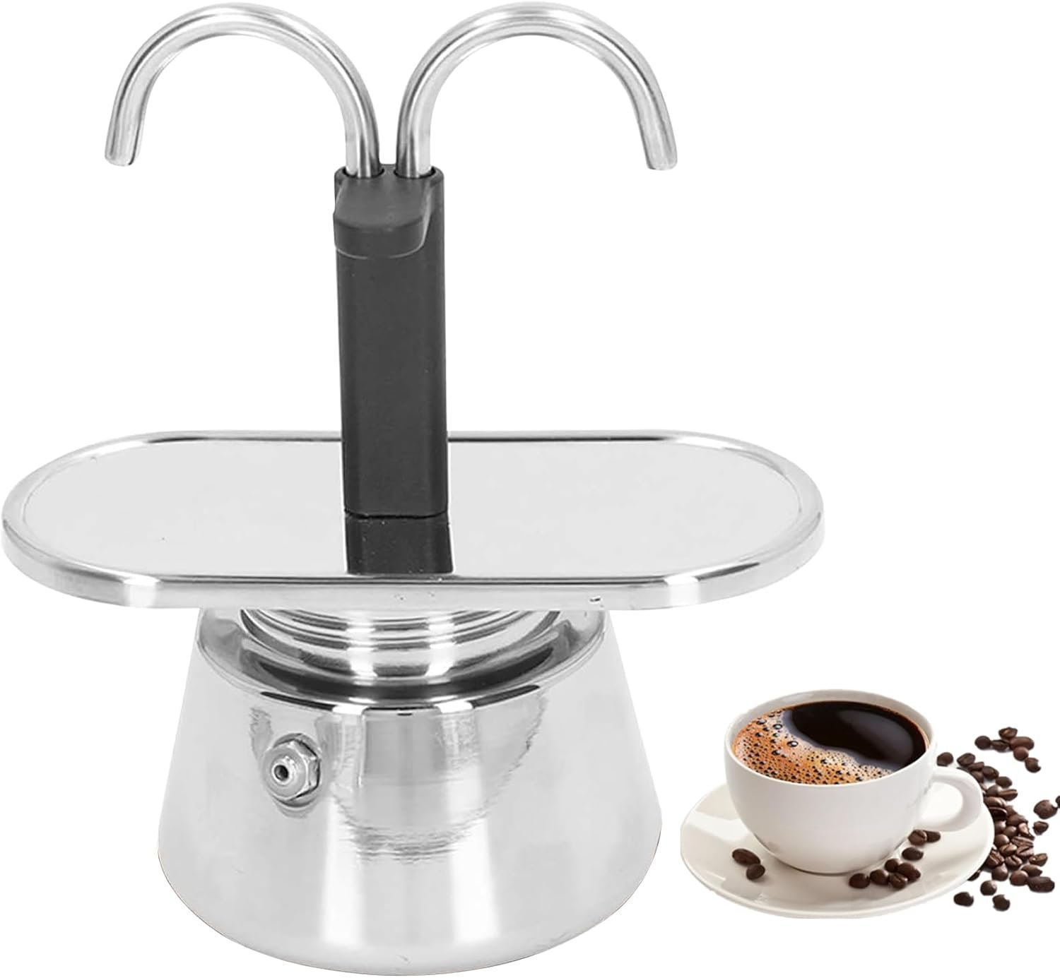 Stainless Steel Moka Pot,2 Cup Stovetop Double Spout Espresso Maker, Easy to operate, Making Coffee Quickly,100ML Moka Pot for Home Outdoor Camping