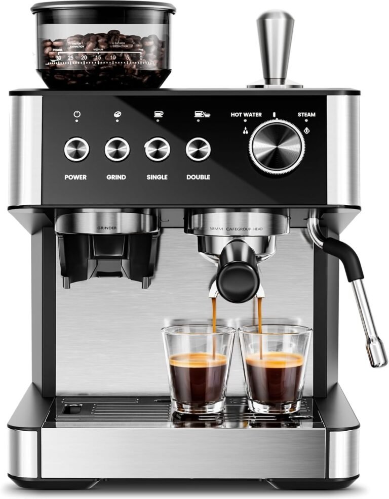 Kismile 15-Bar Espresso Machine with Grinder & Steam Wand