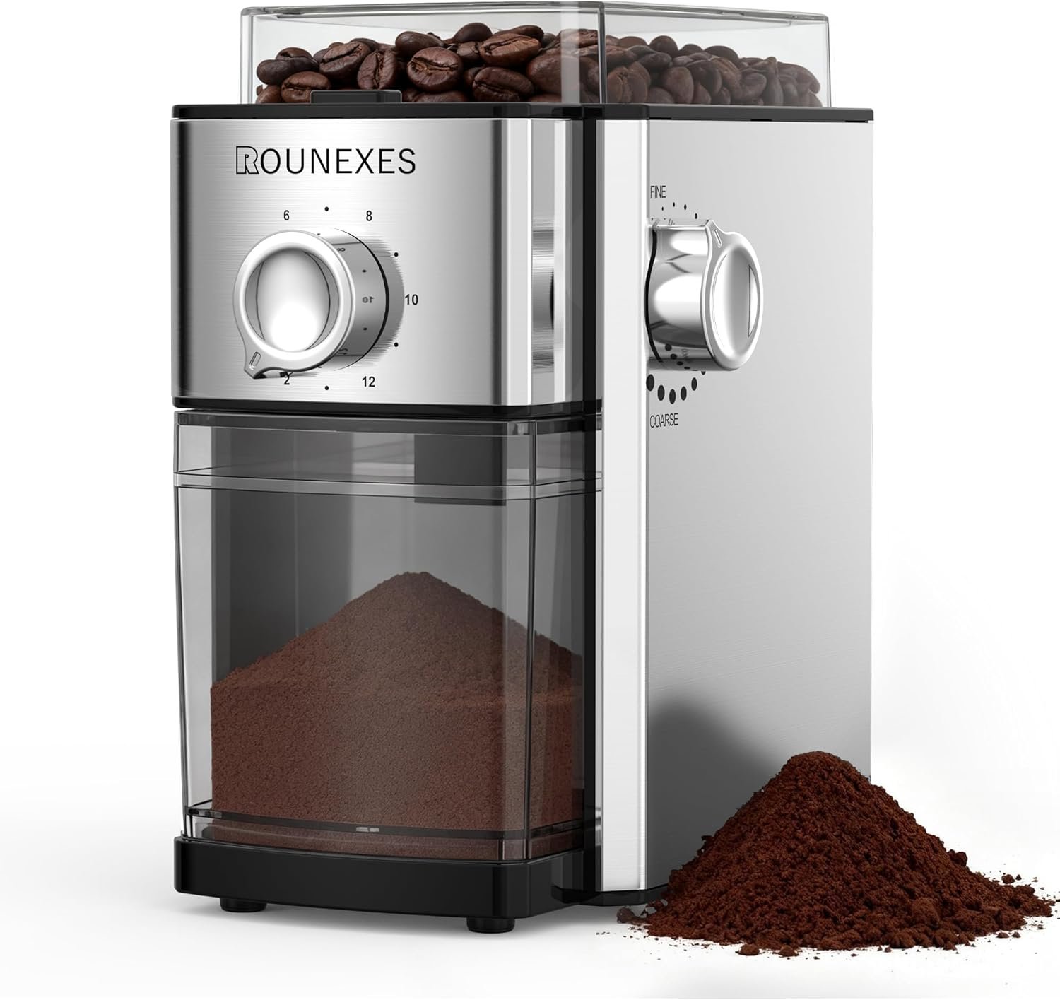 Electric Burr Coffee Grinder, Coffee Beans Grinder with 17 Grind Settings, 8.82oz Hopper, Compact for Espresso, Drip, French Press, and Travel Brewing