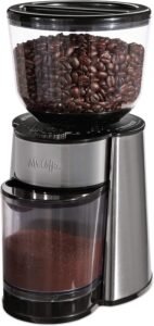 Mr. Coffee Automatic Burr Mill Coffee Grinder with 18 Custom Grinders Silver