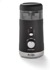 Mr. Coffee Automatic Coffee Grinder with 5 Presets, 12 Cup Capacity, Black – Ideal for Home Use and Espresso Lovers