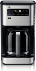Braun PureFlavor 14‑Cup Programmable Coffee Maker – Fast Brew Speed, Touch Display, Bold & Brew‑Over‑Ice Modes, FlavorCarafe & Adjustable Warm Plate