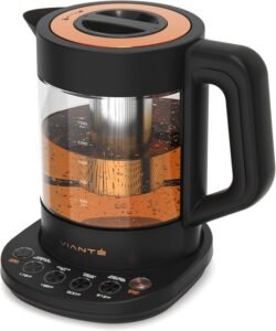 Vianté Electric Kettle With Infuser For Loose Leaf. Hot Tea Maker With Temperature Control And Automatic Shut Off. Tea Kettle With Brewing Programs. 1.5 Liters Capacity | Black Color