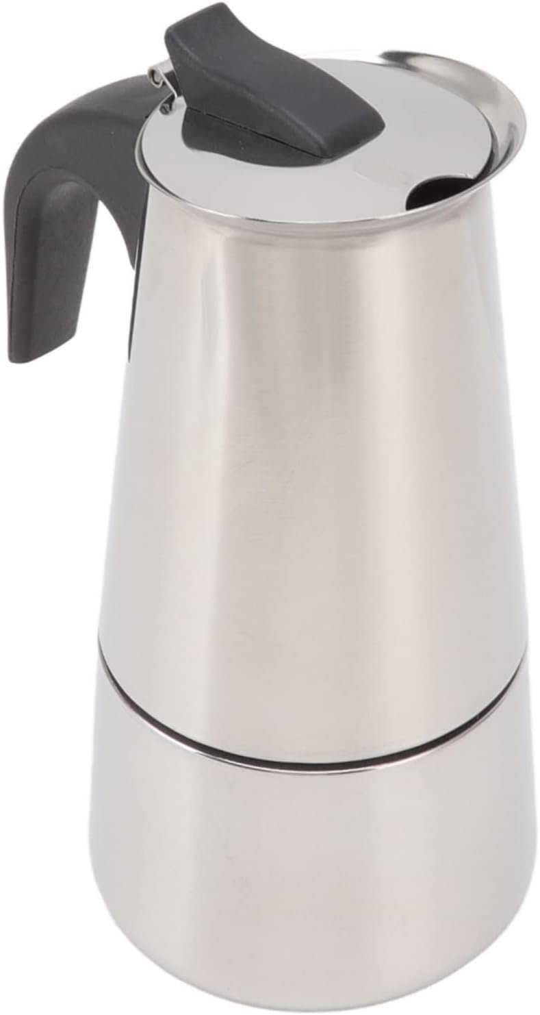 Stovetop Espresso Maker 200ml/6.7oz, Moka Pot with Coffee Percolator Design, Stainless Steel Stove Top Coffee Maker for Camping or Home Use, Italian Coffee Maker Stovetop