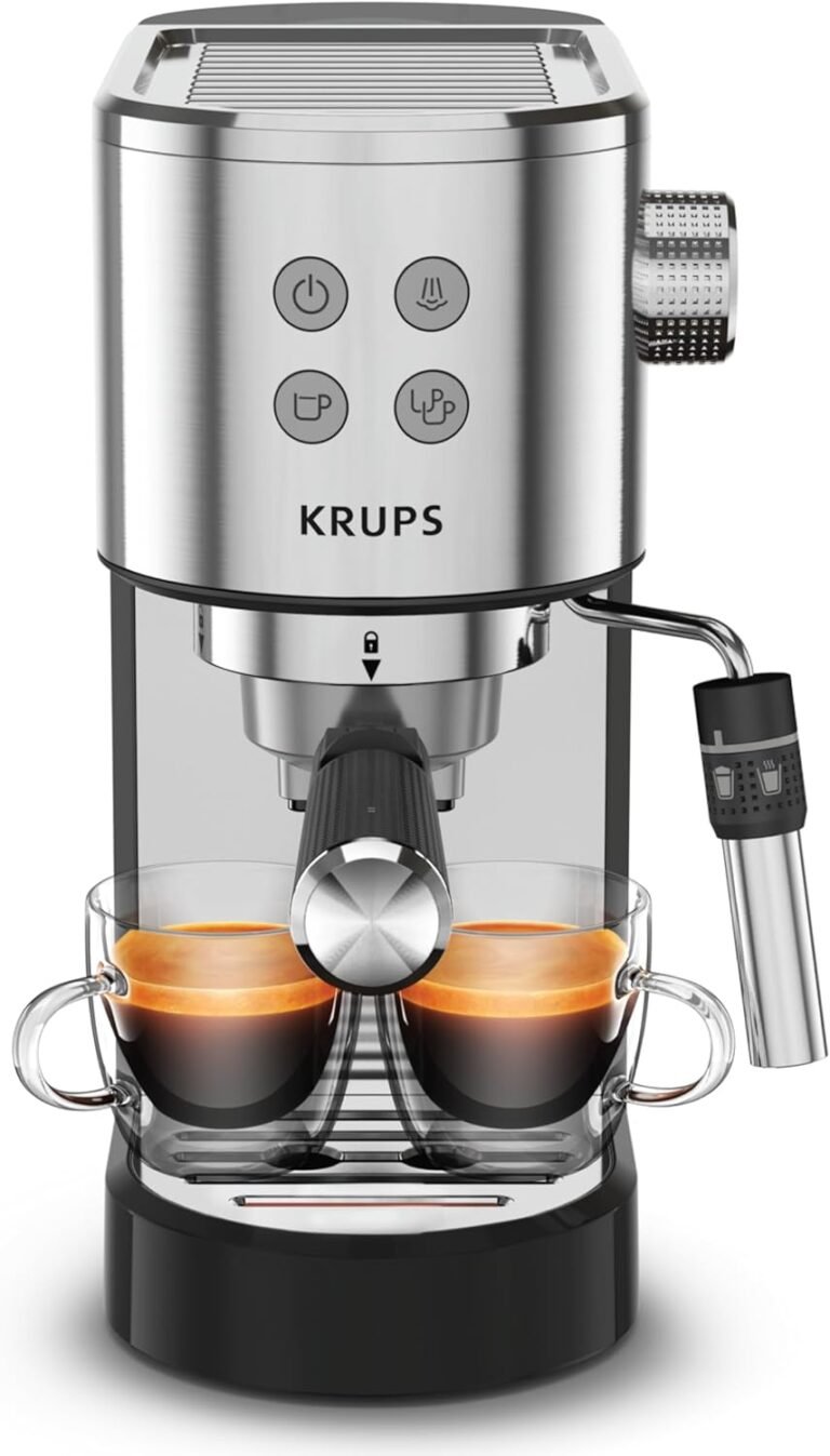 KRUPS Stainless Steel Espresso Machine: 15-Bar Pump Pressure, Milk Frother for Cappuccino and Latte