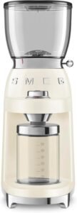 SMEG CGF11 Retro-Style Coffee Grinder – Burr Mill with 30 Grind Settings, Stainless Steel Conical Burrs, Removable Hopper – Precision Countertop Grinder for Espresso, Drip, French Press-Cream