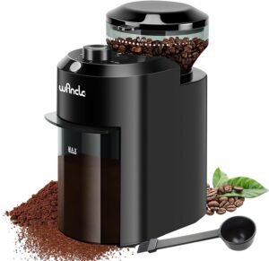Wancle Electric Burr Coffee Grinder - Adjustable with 28 Precise Grind Settings for 12 Cups - Professional Coffee Bean Grinder (Plastic, Black)