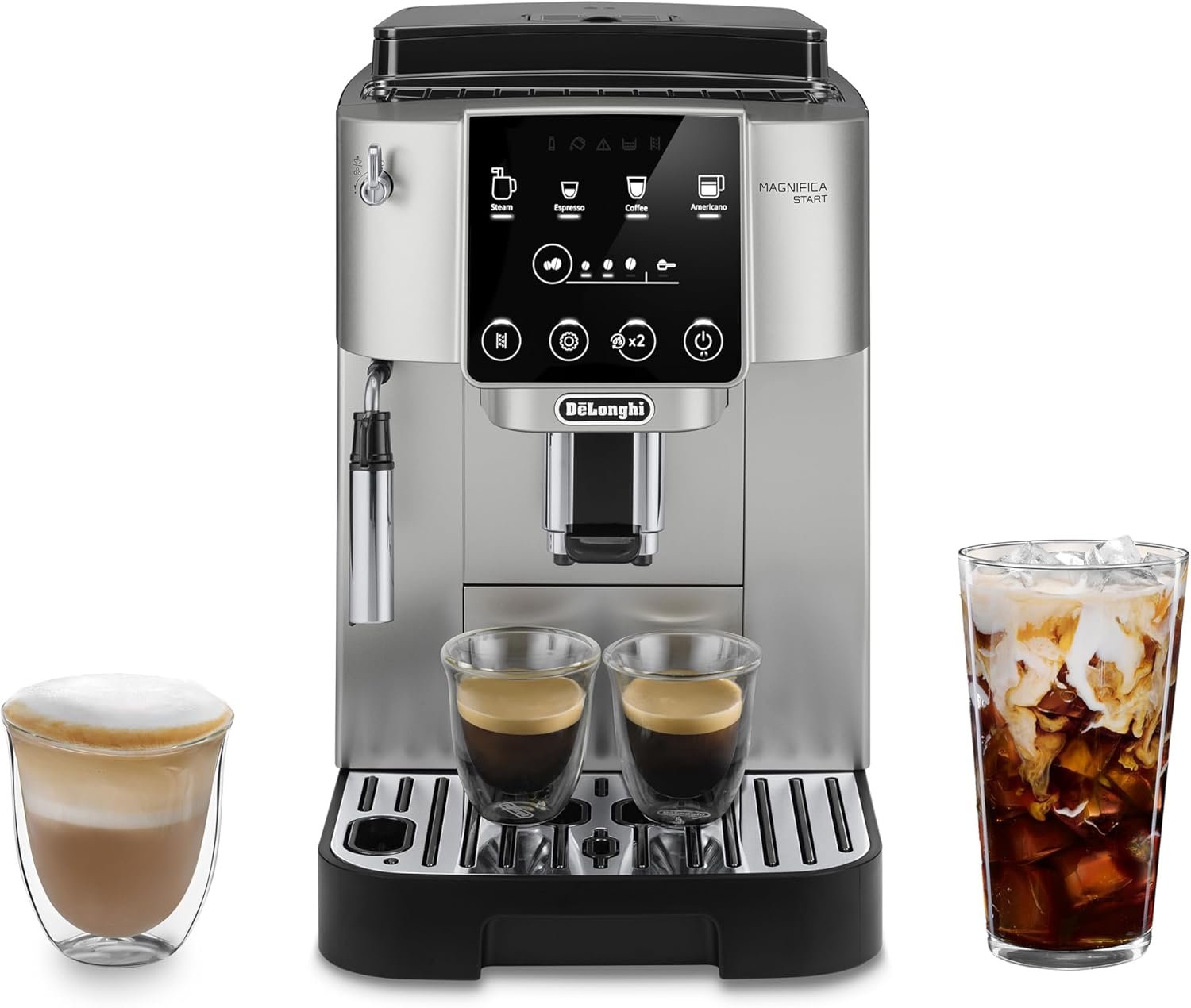 De'Longhi Magnifica Start Automatic Espresso Machine with Manual Milk Frother & Built in Grinder - 3 One-Touch Recipes, Easy-to-Clean, Home Barista Coffee Maker for Lattes, Cappuccino, Iced Coffee