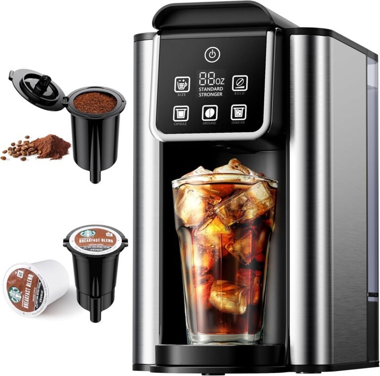 Hot & Iced Coffee Maker with Bold Setting, Single Serve Coffee Maker for K Cup and Grounds