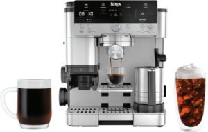 Ninja | Espresso Machine and Drip Coffee Maker| Luxe Café Premier Series | Integrated Coffee Grinder, Milk Frother, 5 Froth Settings, & Assisted Tamper| Stainless Steel | ES655CO (Renewed)