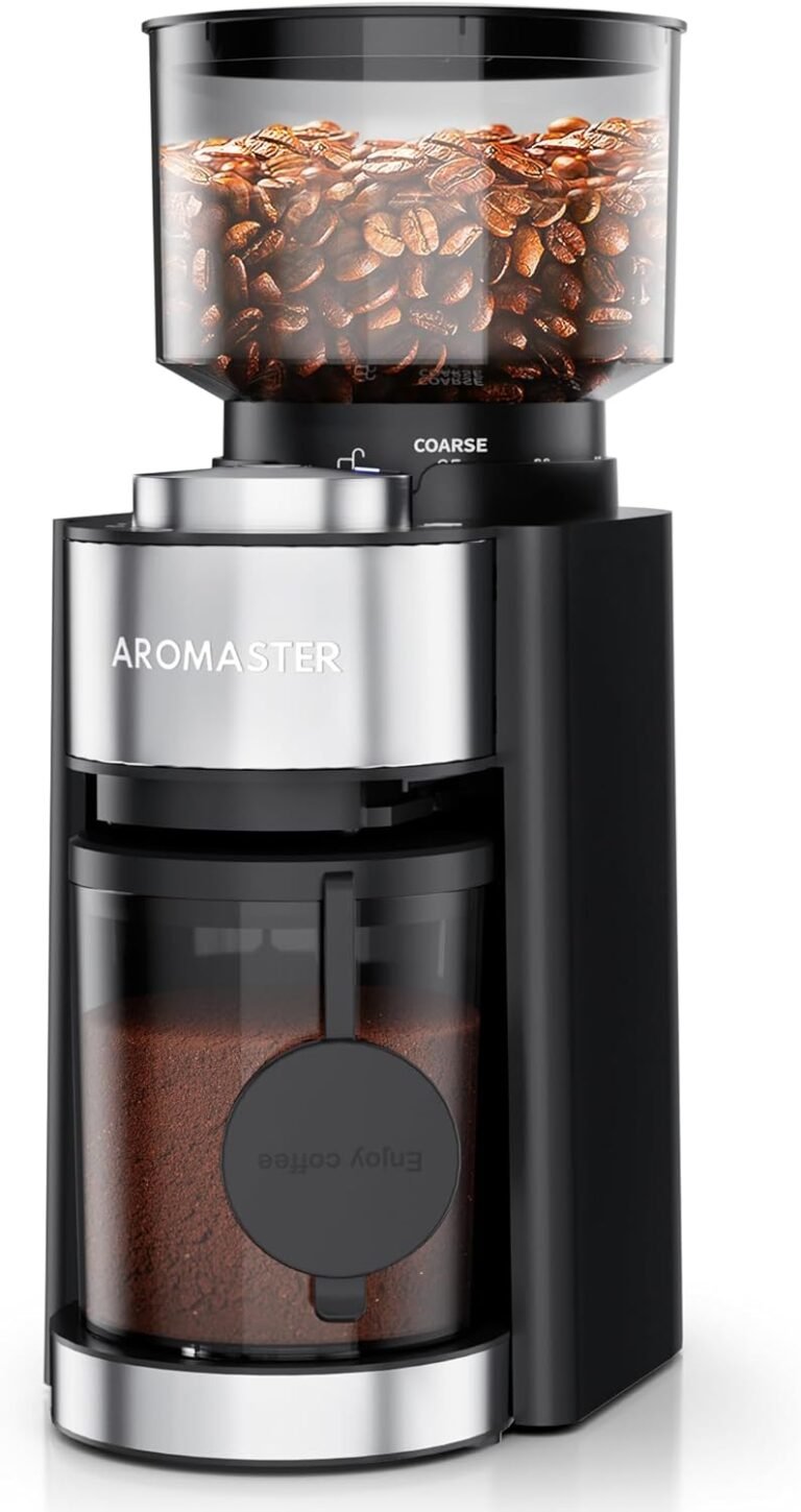 Aromaster Burr Coffee Grinder Review: 25 Grind Settings & 3-Ears Portafilter Holder for Home Brewing