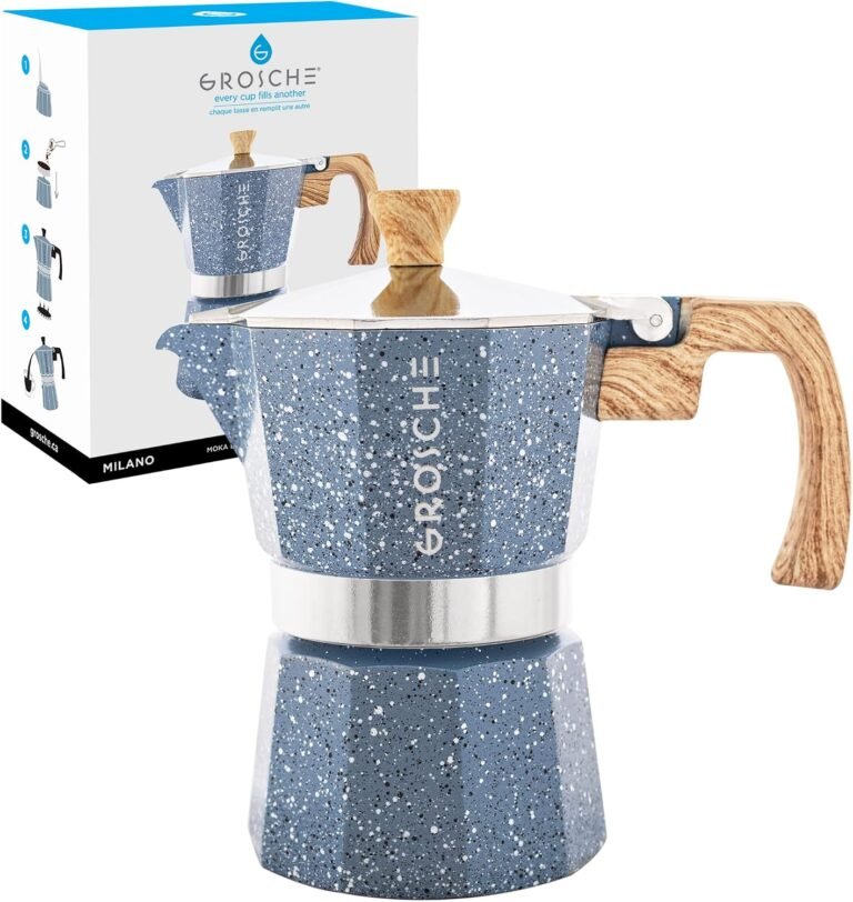 GROSCHE Milano Moka Pot Review: 3 Cup Stovetop Espresso Maker with Indigo Stone Finish